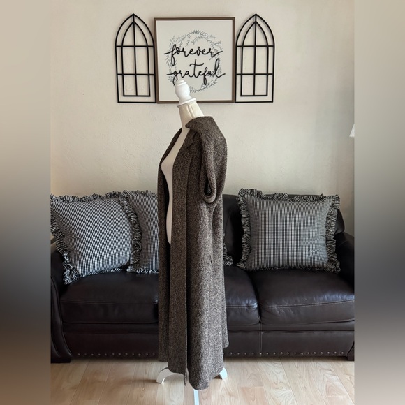 Lauren Ralph Lauren Brown Gold Metallic Knitted Maxi Long Sweater Coat Size 3X - Picture 5 of 13